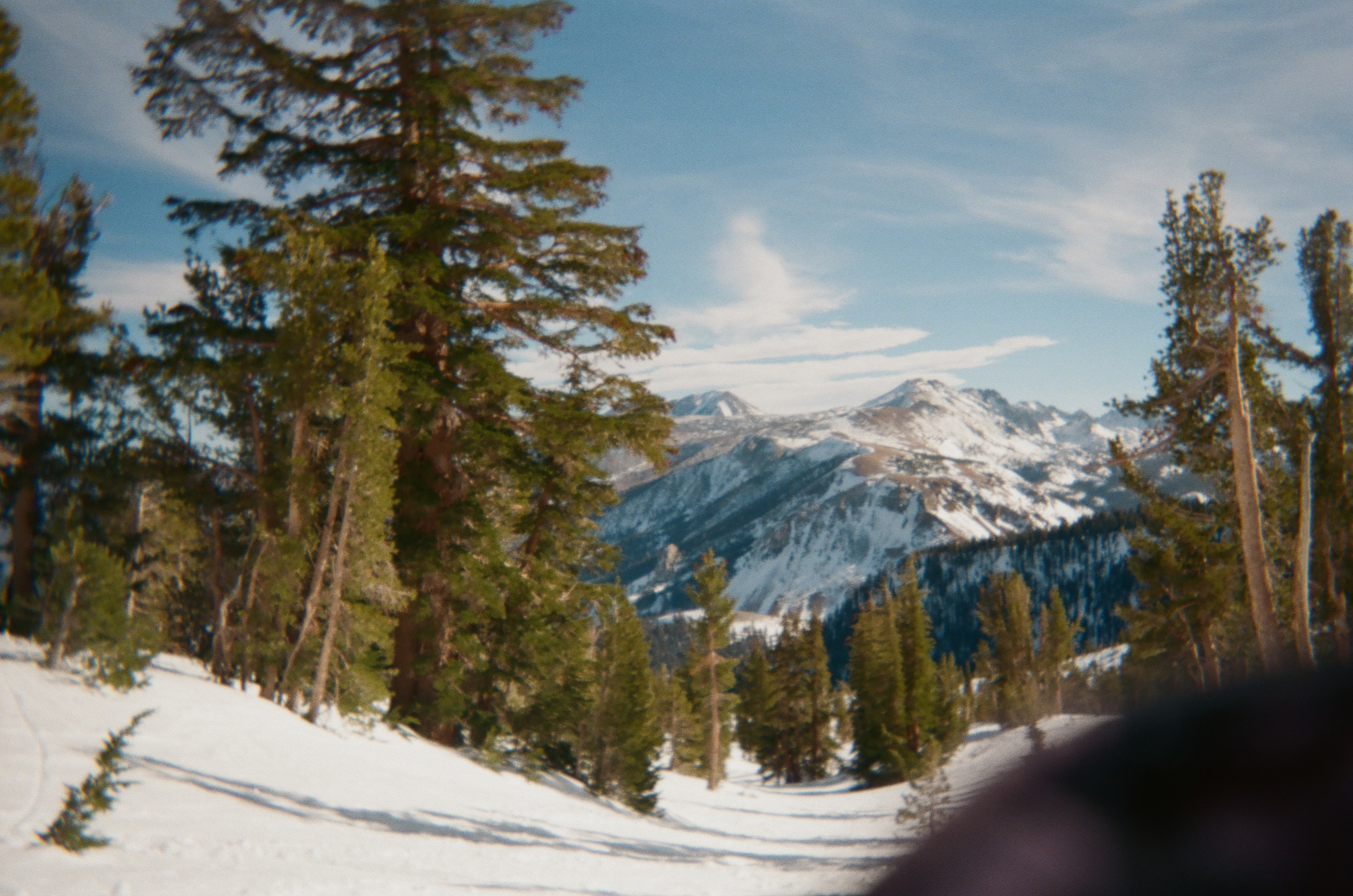 Going down the ski slope.