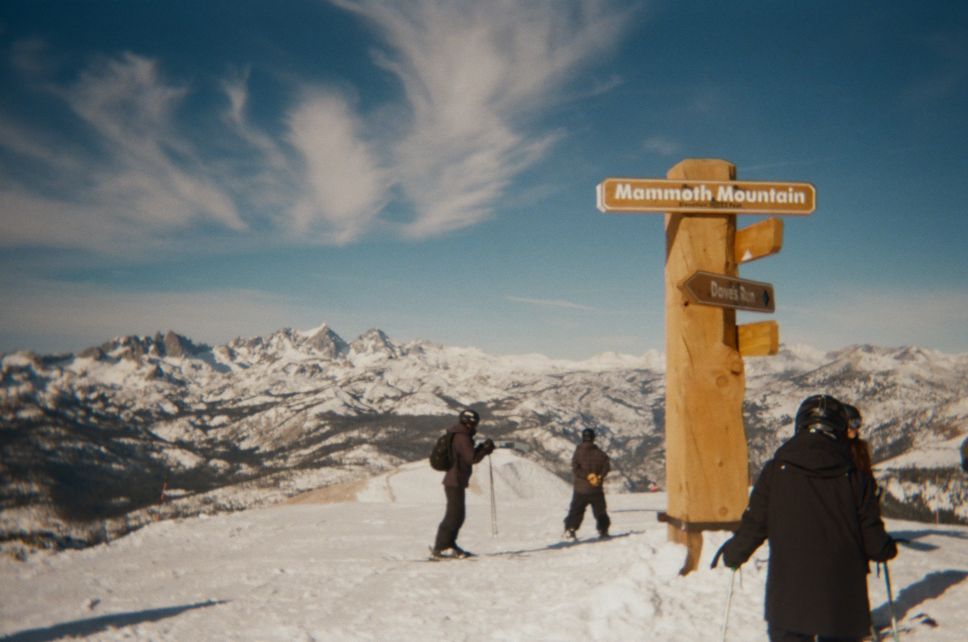 At the peak of the mountain.