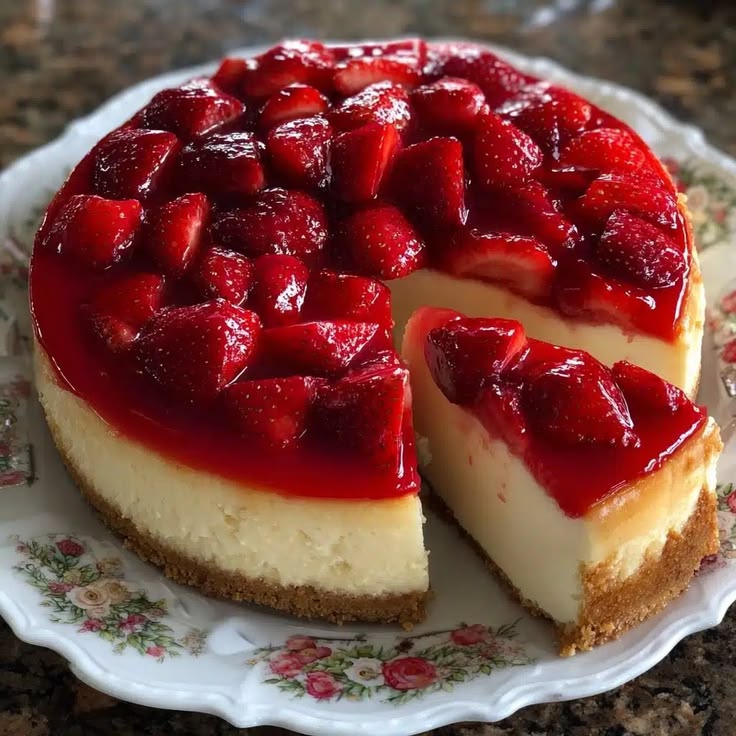 whole strawberry cheesecake for main photo